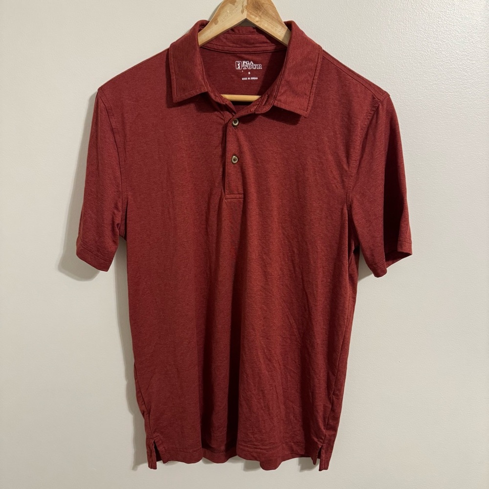 PGA Tour Men’s Soft Red Short Sleeve Golf Polo Size Small